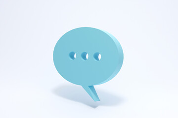 Balloon speech bubble chat. Blue   symbol on white background. 3d render illustration