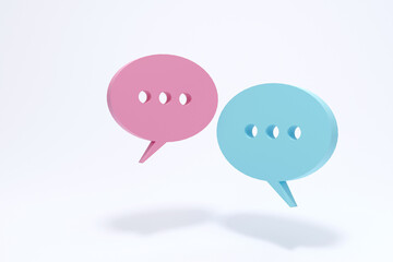 Balloon speech bubbles chat. Blue   symbol on white background. 3d render illustration