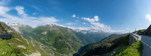 Valais Rhone Valley with Furka Road and Grimsel Pass Road near Oberwald