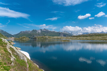 Naklejka na ściany i meble Landscape with Lake Totensee on the Grimsel Pass near Oberwald
