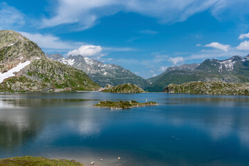 Fototapeta na wymiar Landscape with Lake Totensee on the Grimsel Pass near Oberwald