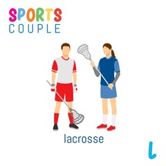 Fototapeta na wymiar Sports Couple alphabet in vector with L letter. illustration cartoon sports. Alphabet design in a colorful style.
