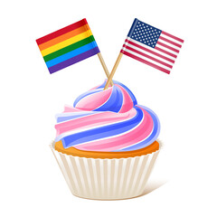 Rainbow flaf and American flag toothpick decorate