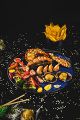Perfect Sushi Japanese Asian Seafood Food Dish Drink Cocktail Dessert Menu Gourmet Restaurant Chef on Dark Background