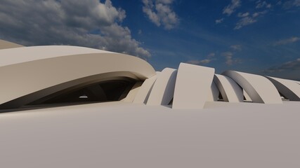 Fototapeta na wymiar Futuristic white architecture background 3d render