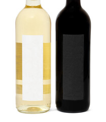 mockup of white and red wine bottle with blank label