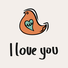 St.Valentine's day vector illustration in boho colours. Hand drawn elements with hearts and lettering. For posters, cards, invitations.