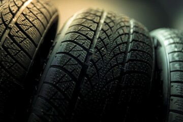 Clean car tyres spinning against dark background