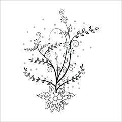 Flower design ornament element, Hand drawn flowers vector set, flowers sketch vector illustration, botanical set, leaf element, Seamless floral pattern, vintage background