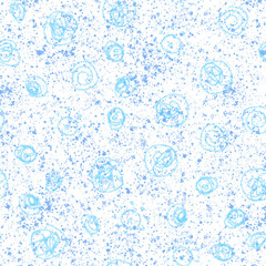 Hand Drawn Snowflakes Christmas Seamless Pattern. Subtle Flying Snow Flakes on chalk snowflakes Background. Amazing chalk handdrawn snow overlay. Appealing holiday season decoration.