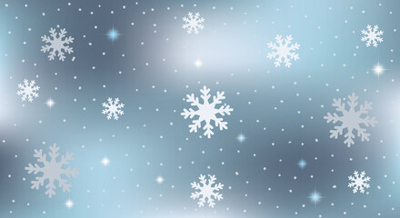 Naklejka na ściany i meble Abstract snowflakes background in blue style.