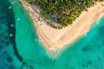 Aerial drone view of Daku Island, Siargao Philippines.