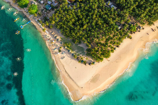 Daku island view from the sky. Shot taken with drone above the beautiful beach.