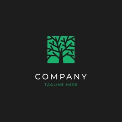 Green tree logo design illustration vector template