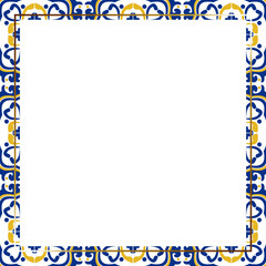 高級感のあるポルトガルタイルフレーム　正方形　ゴールド