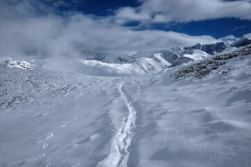 path on esplanade on the snow