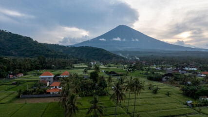Fototapeta premium Aerial view of the volcano Mount Agung in Bali Indonesia.