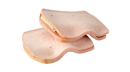 Cooked ham slices isolated on a white background with clipping path
