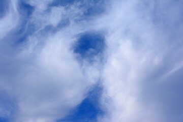 Clouds on a blue sky on a sunny day, beautiful background