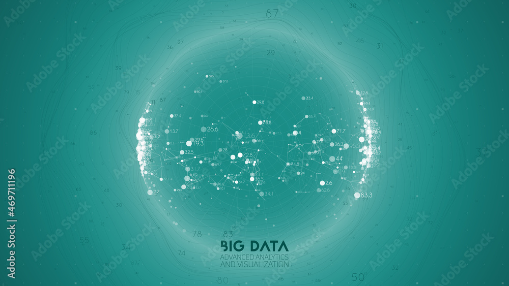 Poster Big data visualization. Futuristic infographic. Information aesthetic design. Visual data complexity. Complex data threads graphic visualization. Abstract data graph.