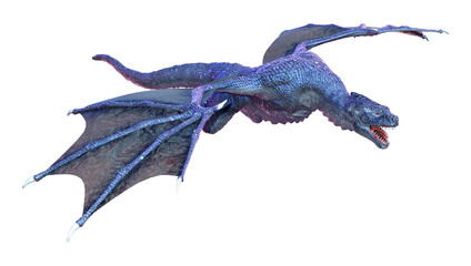 3D Rendering Fairy Tale Dragon on White