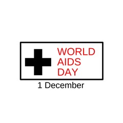 World Help Day. Red heart December 1st. AIDS awareness. HIV disease. Banner with the words Stop AIDS. The heart that dictates