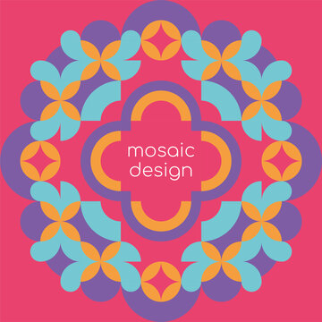 Abstract modern geometric background with caleidoscopic composition of simple shapes. Ethnic motif, mandala, fractal. Print, emblem, logo, design element