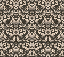 Damask seamless pattern element. Vector floral damask ornament vintage illustration.