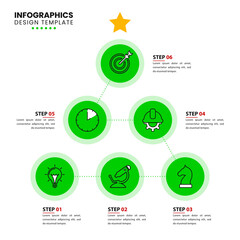 Infographic design template. Christmas concept with 6 steps