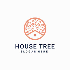 nature home logo design inspiration. house tree logo design concept