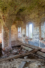 the interior of an abandoned temple