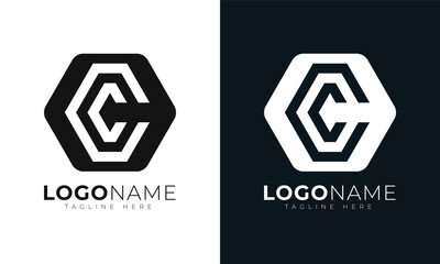 Initial letter c logo vector design template. With Hexagonal shape. Polygonal style.