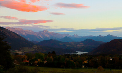 sunset over the mountains