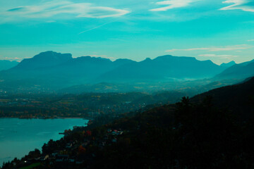 sunset over the mountains
