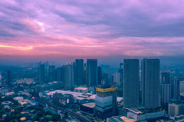 Fototapeta na wymiar Dramatic sunset of Manila city in capital Philippines.