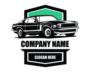 Obraz premium Muscle car silhouette logo vector concept badge emblem isolated