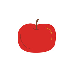 Red apple in cute cartoon flat style. Vector food illustration.