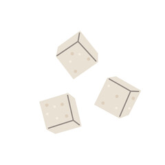 Pieces of tofu in cute cartoon flat style. Vector illustration of vegan food.