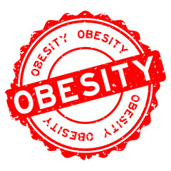 Grunge red obesity word round rubber seal stamp on white background