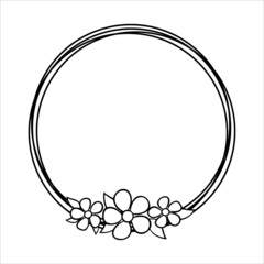 round border wreath silhouette, digital circle frame, swirl wreath