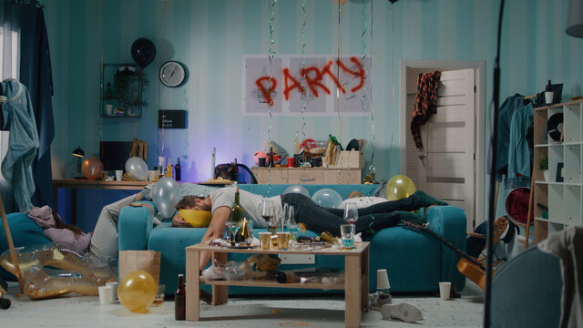 Man waking up after party