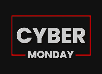Cyber Monday Sale illustration in paper cut style with text and black background.  For banners , poster, flyers or web site. Modern design