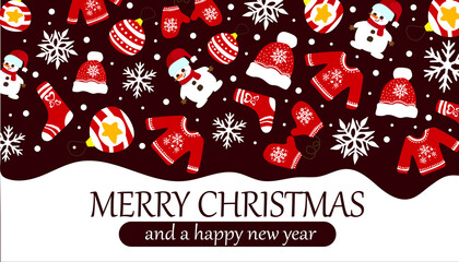 merry christmas card with hanging ball decoratoin