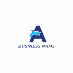 design logo combine letter A and shark