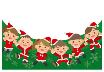 サンタコスチュームの子供たち