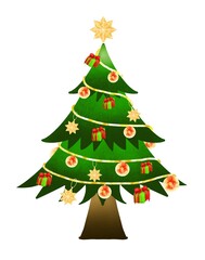 Christmas tree isolated on white background with Christmas Tree Ornaments 