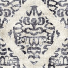 Seamless gray and cream grungy damask pattern for surface design and print. High quality illustration. Intricate luxurious hip sensual trendy romantic design for interior design, fabric, or textile.