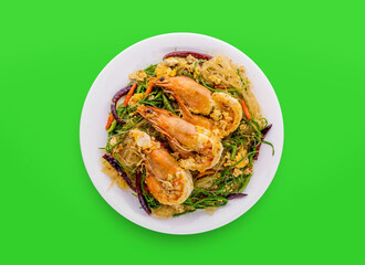 Stir-fried Vermicelli with Shrimp and Climbing Wattle