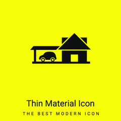 Big House With Car Garage minimal bright yellow material icon