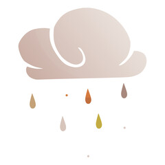 A cloud with multicolored rain in autumn colors.